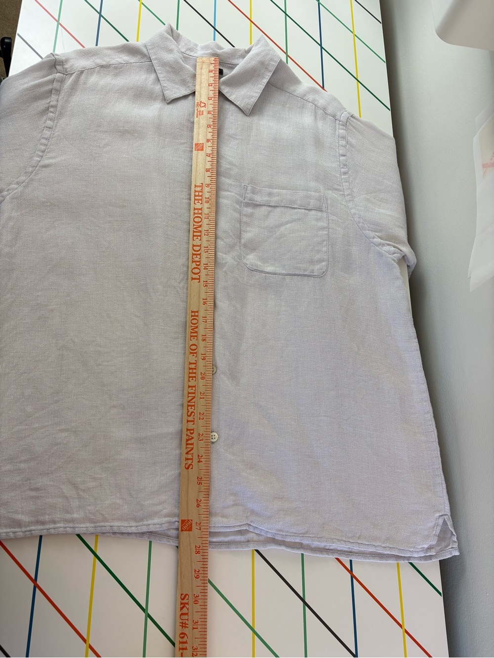 Banana Republic Irish Linen Large EUC Pale Gray Short-Sleeve Button-Up Shirt - Picture 5 of 6